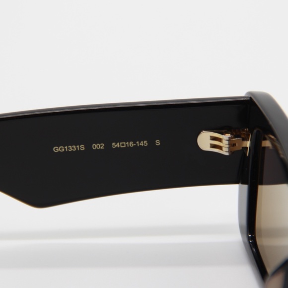 NEW GUCCI GG1331S 002 BLACK UNISEX RECTANGULAR SUNGLASSES GUCCI - Picture 12 of 14